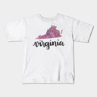 virginia - calligraphy and abstract state outline Kids T-Shirt